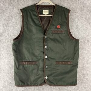 Vintage Cabelas Vest Mens XL Green Button Canvas Lined Workwear Utility Outdoor